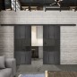 Glasschiebetür BLACK-LINE Loft Schwarzeisen Genietet 33 Auf Grauglas
