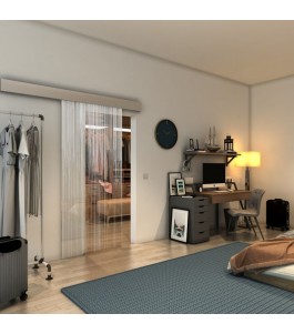 Glasschiebetür ECO-LINE - Fineprint Model 052 Weiss auf Klarglas