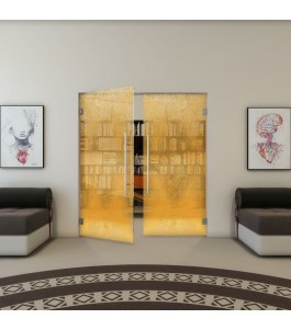 Pendeltür - Fineprint Model 025 Gold auf Klarglas
